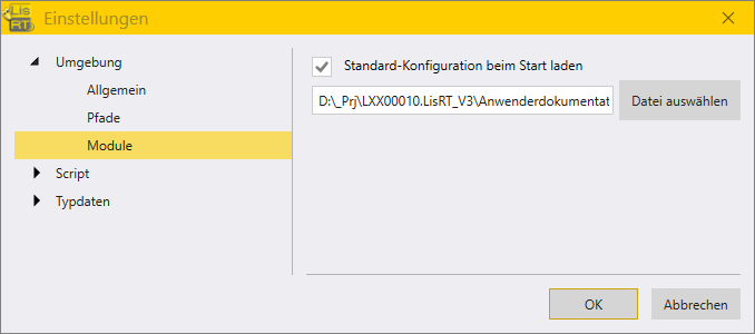 settingDefaultConfigurationFile de