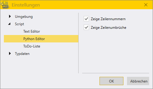 settingsPythonEditor de